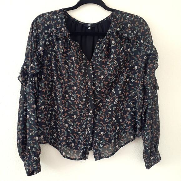 Lucca Flutter Sleeve Floral Blouse - Picture 1 of 3